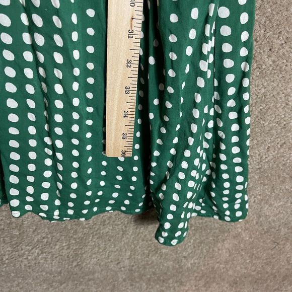 Anthropologie 11.1 Tylho Brynn Shirt Dress Womens Medium Green Polka Dot Aline - Picture 7 of 11